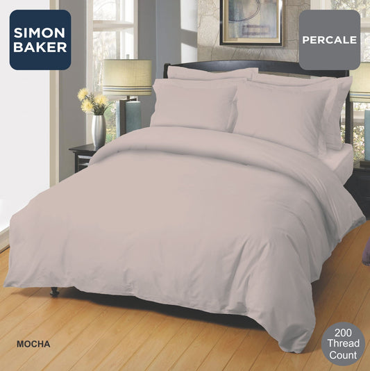 Simon Baker | 200 Thread Count Poly 50/Cotton 50 Percale - Mocha Pillowcase
