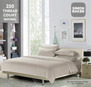 Simon Baker | 250 Thread Count Egyptian Cotton Stripe Duvet Set Natural