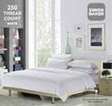 Simon Baker | 250 Thread Count Egyptian Cotton Stripe Duvet Set White