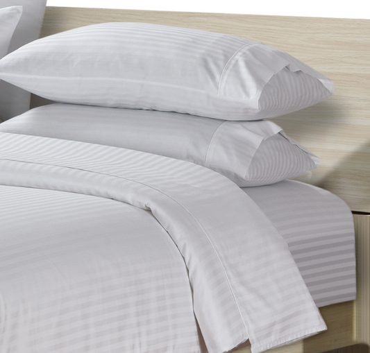 Simon Baker | 250 Thread Count Egyptian Cotton Stripe Sheet Set White