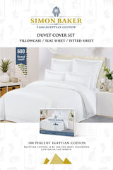 Simon Baker | 600 TC 100% Egyptian Cotton Fitted Sheet - White