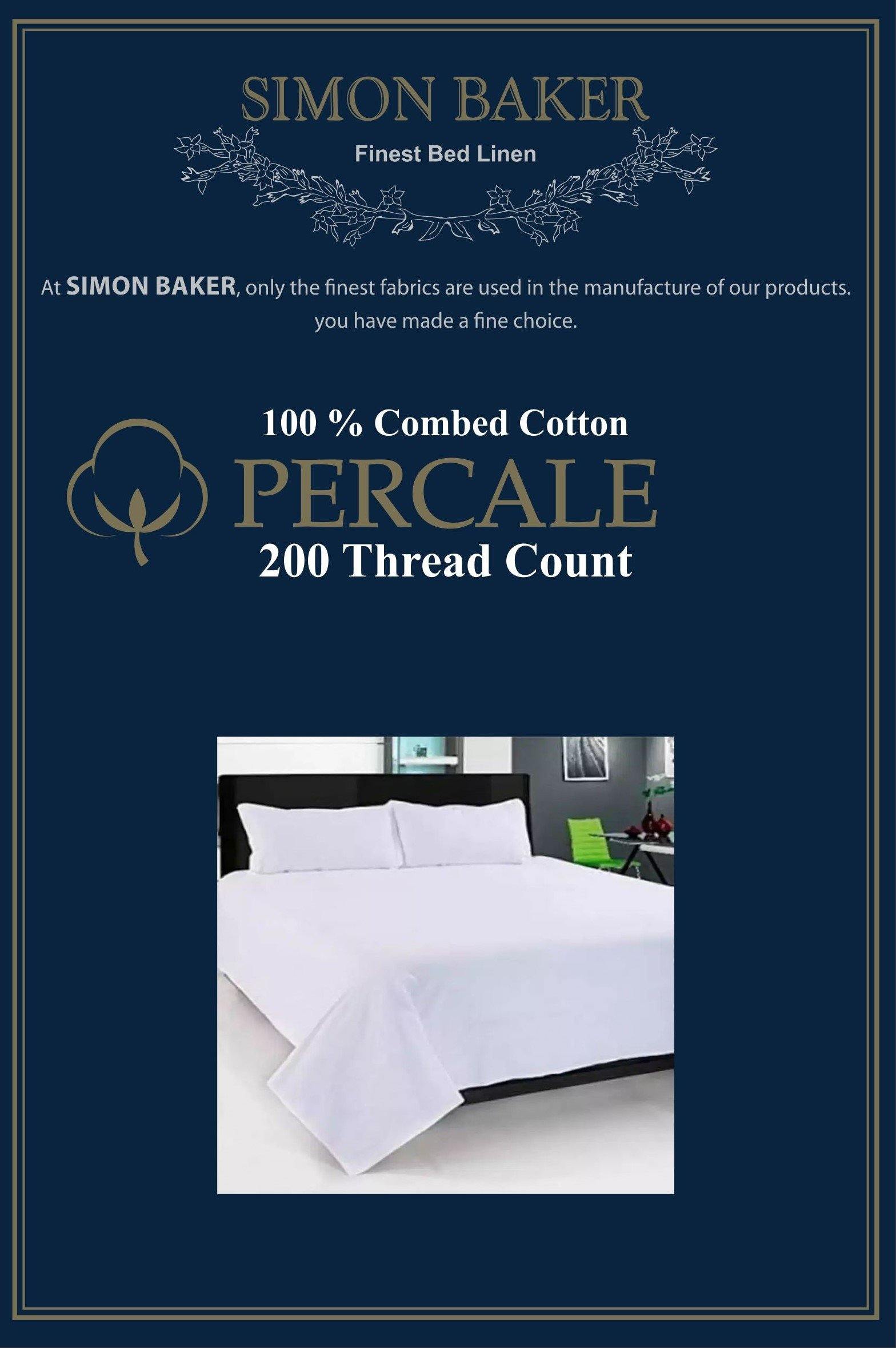 Simon Baker | Cotton Percale 200 TC White Oxford Duvet Cover Set
