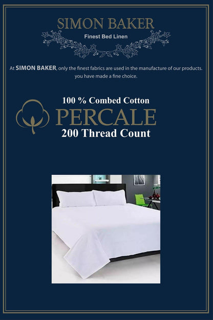 Simon Baker | Cotton Percale 200 TC White Oxford Duvet Cover Set