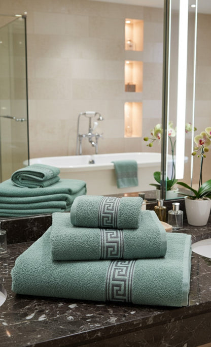 Simon Baker - Greek Key Hand Towels 600 Gms (Various Colours) - 50cm x 90cm