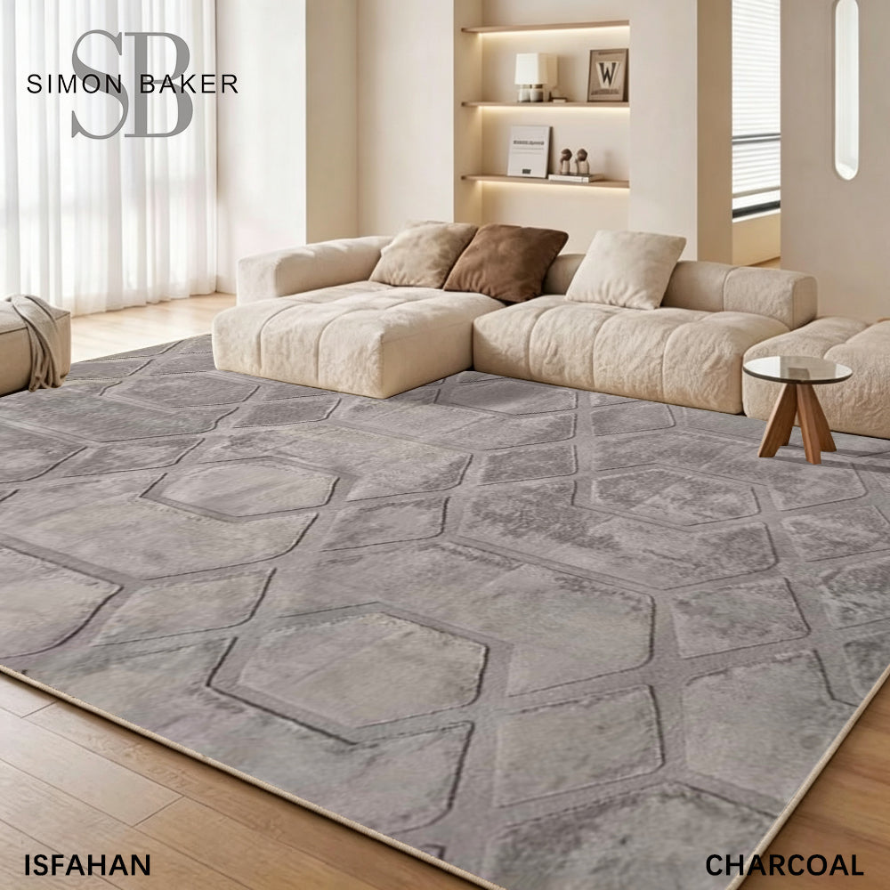 Simon Baker Isfahan Luxury Rug in Charcoal - 160cm x 230cm