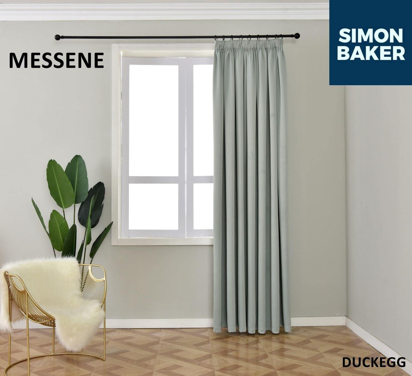 Simon Baker | Messene Tape Duck Egg Curtain