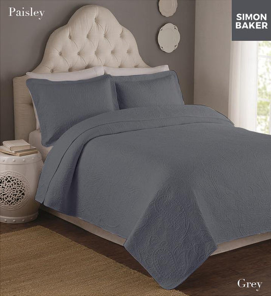 Simon Baker | Paisley Bedspread Grey