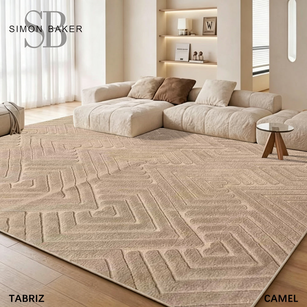 Simon Baker Tabriz Luxury Rug in Camel - 160cm x 230cm