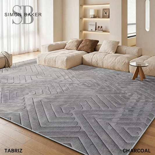 Simon Baker Tabriz Luxury Rug in Charcoal - 160cm x 230cm