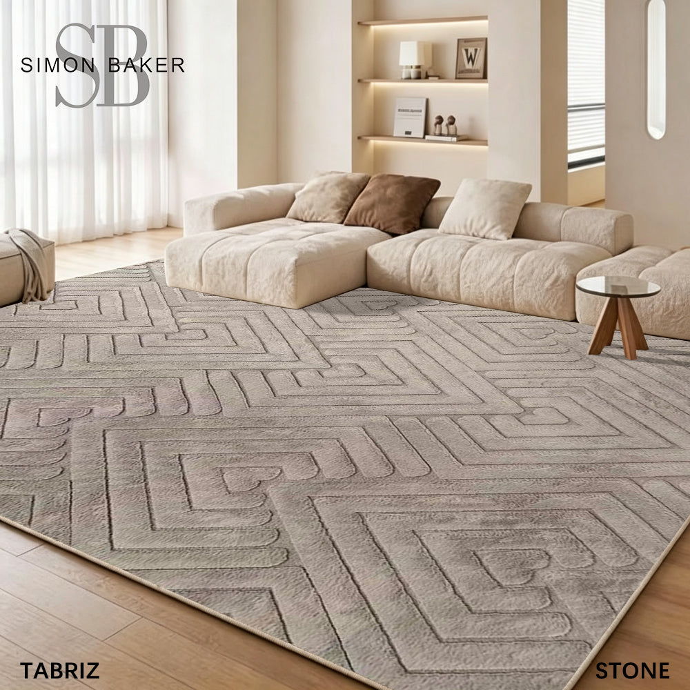 Simon Baker Tabriz Luxury Rug in Stone - 160cm x 230cm