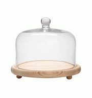 Straight Sided Glass Dome with Wooden Base 23cm(H) × 31cm(W)