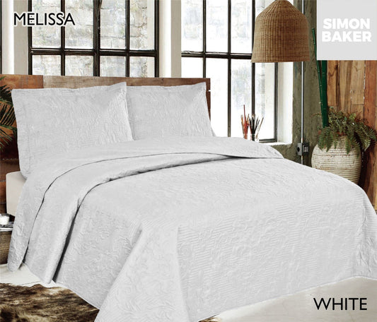 Simon Baker | Melissa Quilted Bedspread White (Various Sizes)