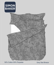 Simon Baker | Printed Poly/Cotton Duvet Cover Set - Sea Breeze Grey