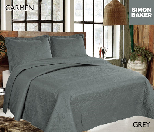 Simon Baker | Carmen Quilted Bedspread Grey (Various Sizes)