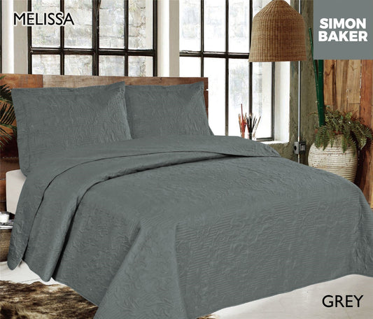Simon Baker | Melissa Quilted Bedspread Grey (Various Sizes)