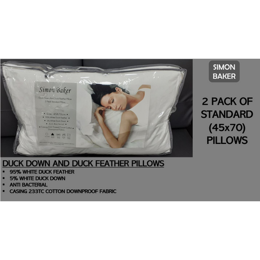 Simon Baker | 2PK Standard Feather Pillows 45 x 70cm