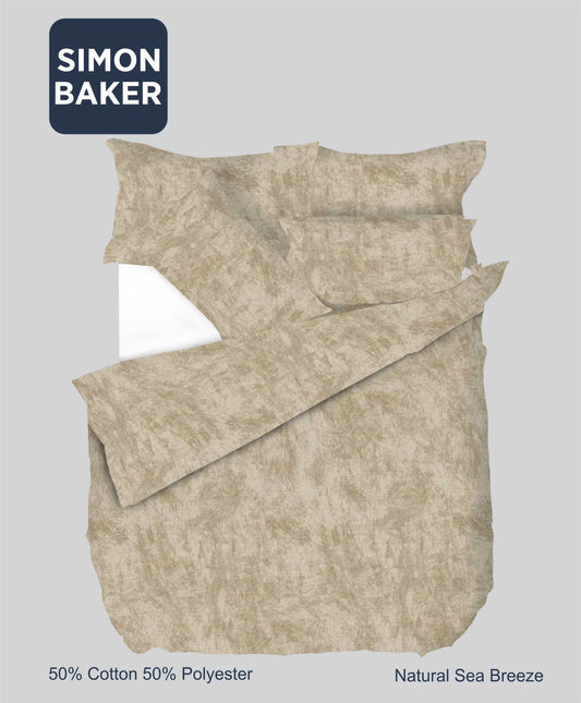 Simon Baker | Printed Poly/Cotton Duvet Cover Set - Sea Breeze Natural (Various Sizes)