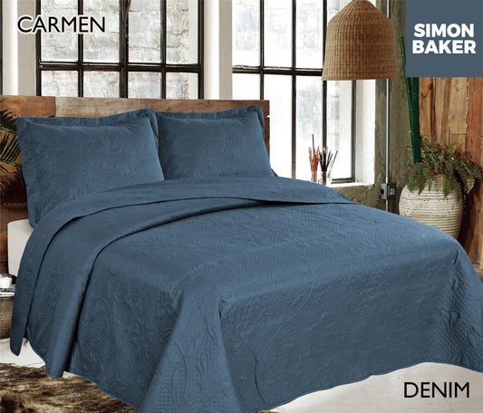 Simon Baker | Carmen Quilted Bedspread Denim (Various Sizes)