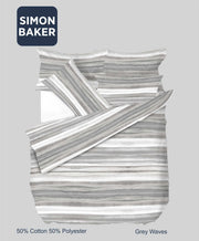 Simon Baker | Printed Poly/Cotton Duvet Cover Set - Waves Grey