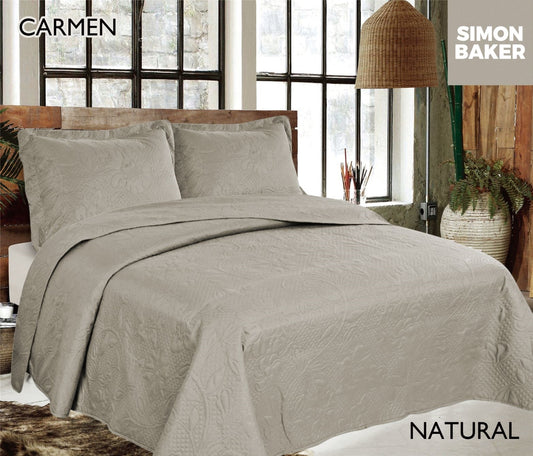 Simon Baker | Carmen Quilted Bedspread Natural (Various Sizes)