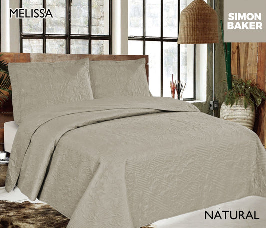 Simon Baker | Melissa Quilted Bedspread Natural (Various Sizes)