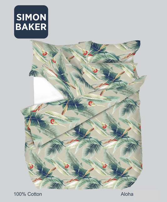 Simon Baker | Aloha Cotton Printed Duvet Cover Set (Various Sizes)