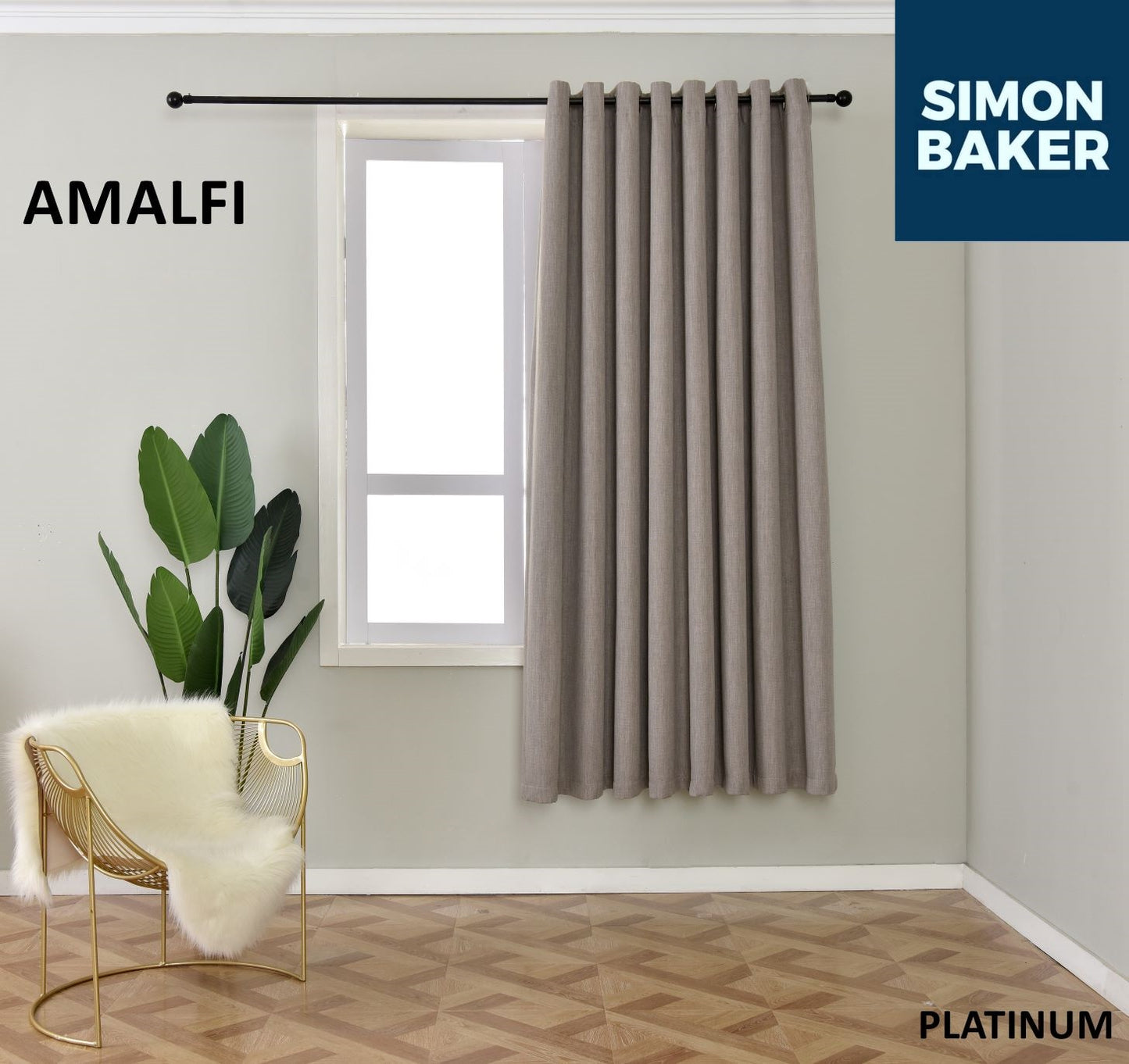 Simon Baker | Amalfi Eyelet Curtain Platinum (Various Lengths)