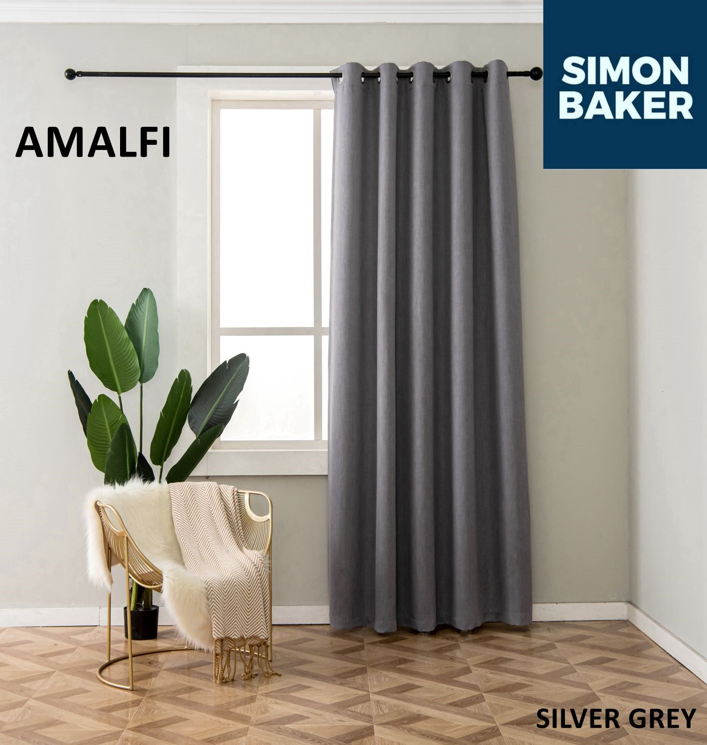 Simon Baker | Amalfi Eyelet Curtain Silver Grey (Various Lengths)