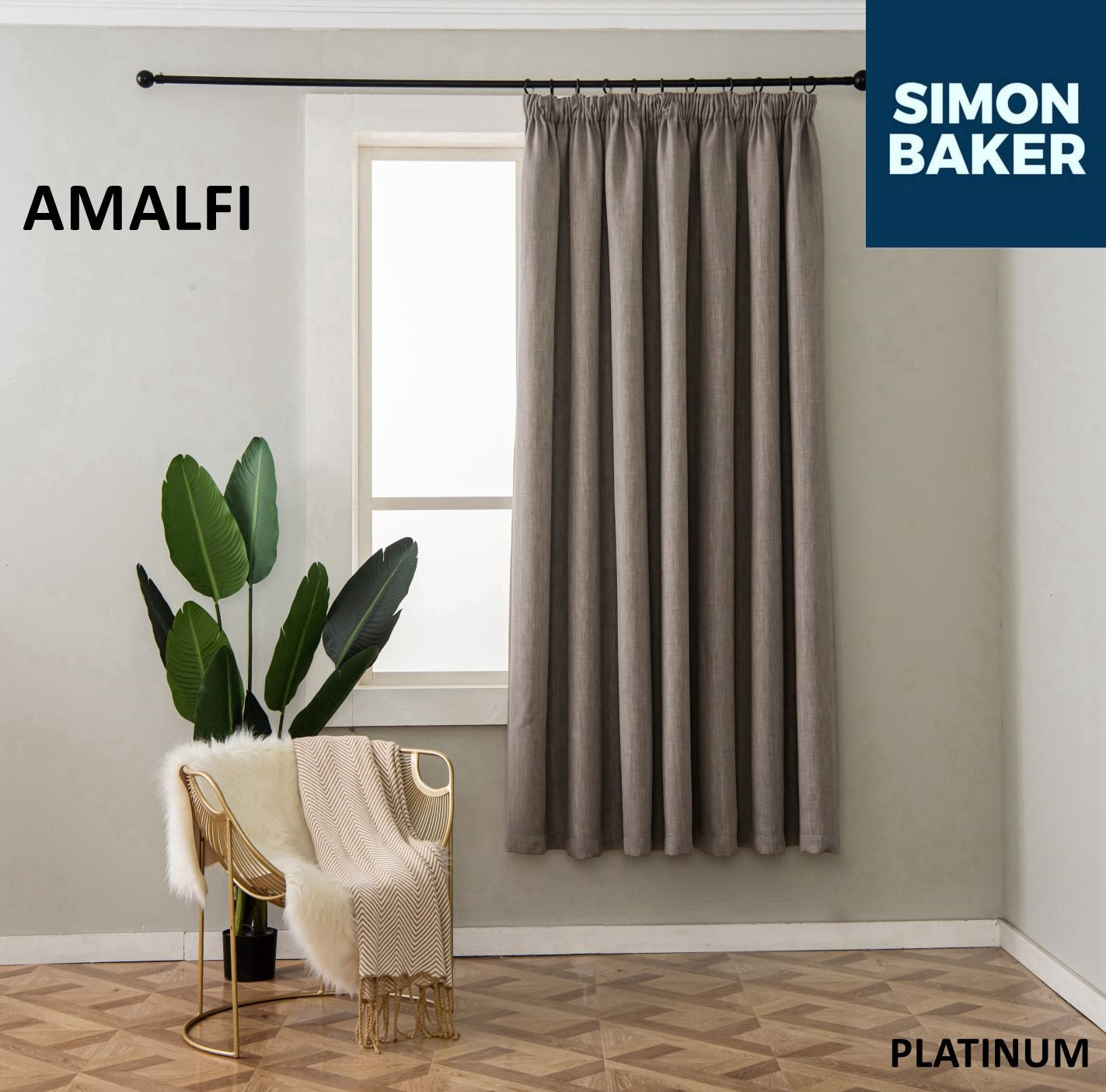 Simon Baker | Amalfi Tape Curtain Platinum (Various Lengths)