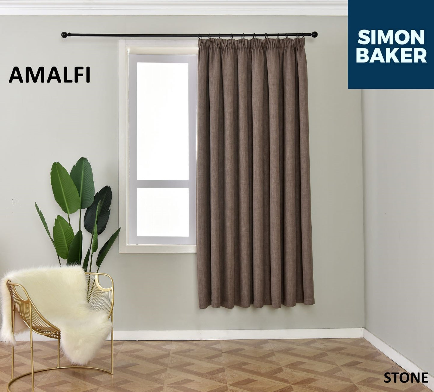 Simon Baker | Amalfi Tape Curtain Stone (Various Lengths)
