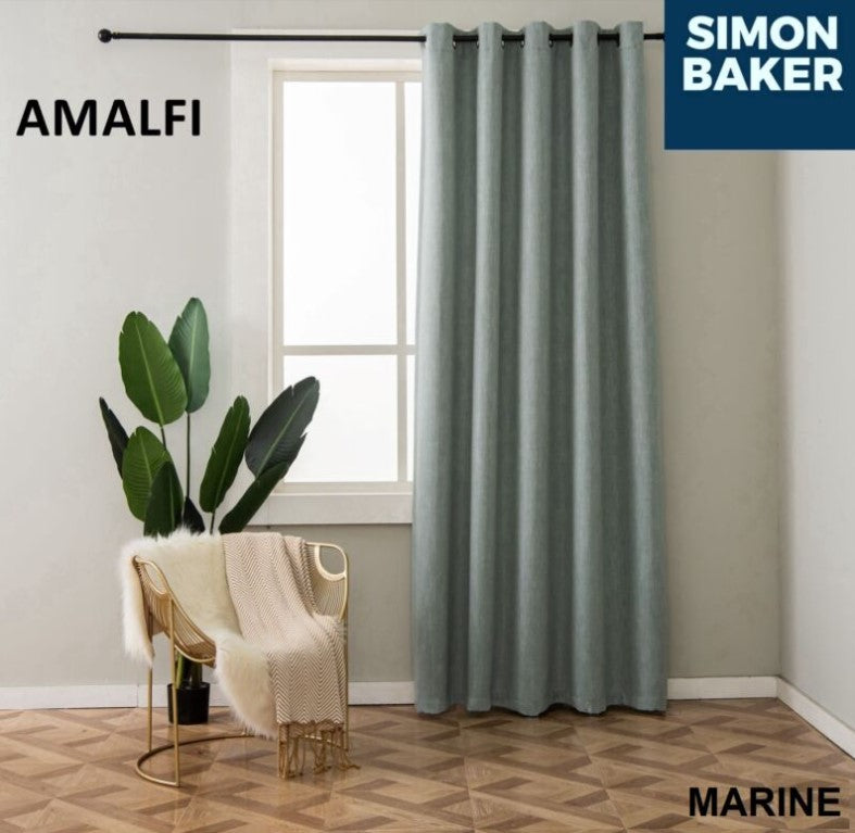 Simon Baker | Amalfi Eyelet Curtain Marine (Various Lengths)