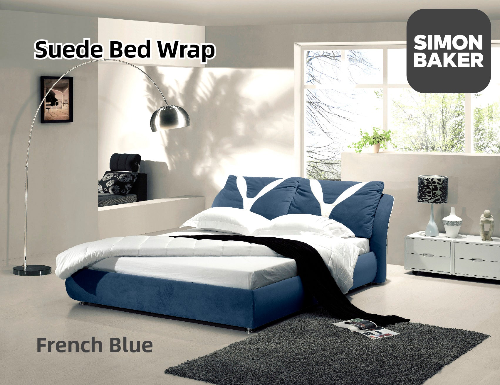Simon Baker | Suede Bed Wraps Extra Length French Blue (Various Sizes)