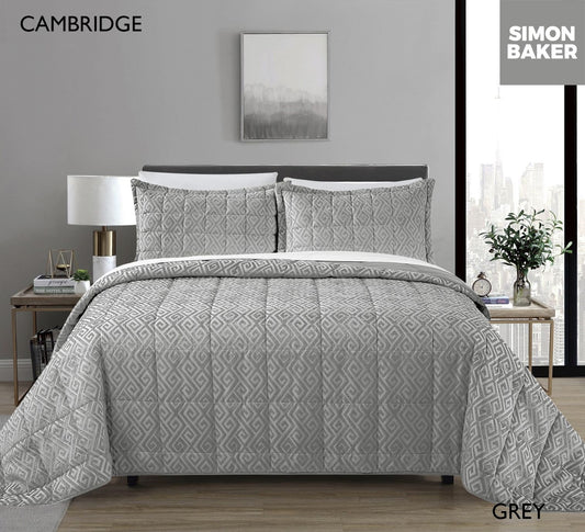 Simon Baker | Chenille Jacquard Comforter Cambridge - Grey (Various sizes)
