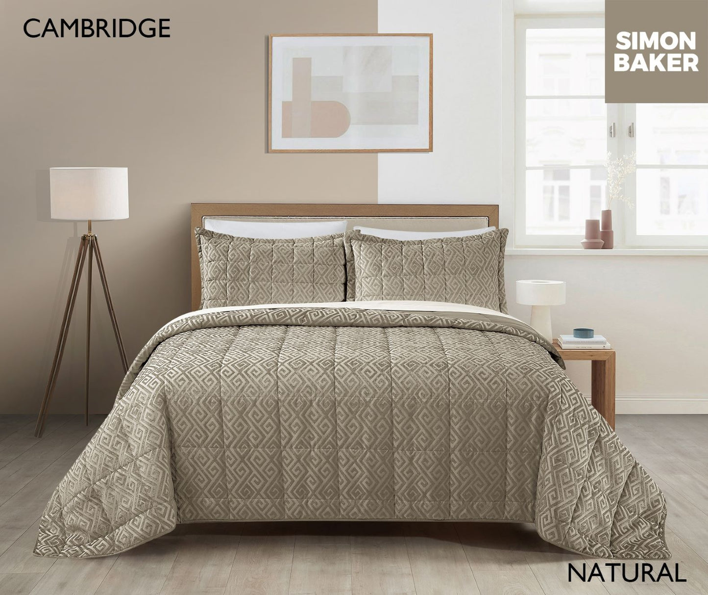 Simon Baker | Chenille Jacquard Comforter Cambridge - Natural (Various sizes)