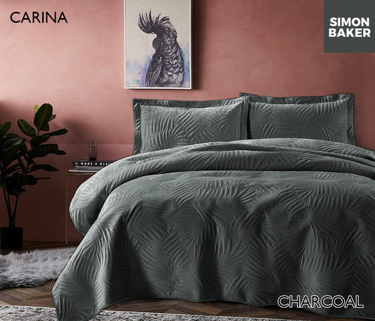 Simon Baker | Carina Quilted Bedspread Charcoal (Various Sizes)