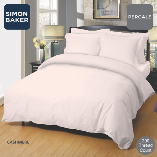 Simon Baker | 200 Thread Count Poly 50/Cotton 50 Percale Cashmere Fitted Sheets Standard &  XL (Various Sizes)
