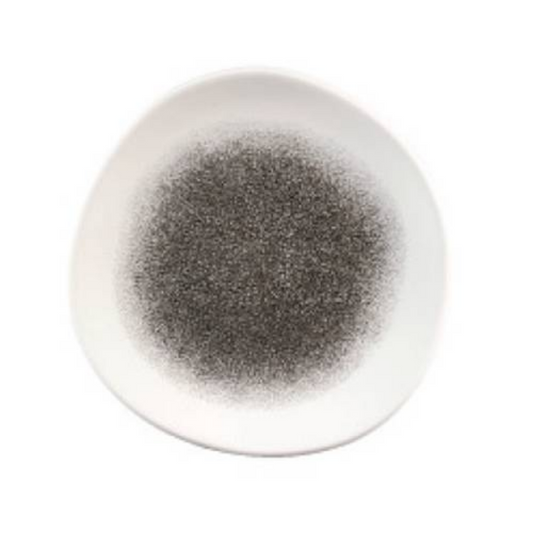 ﻿Churchill - Raku Quartz Black – Organic Round Plate – 26.4cm (Set of 12)