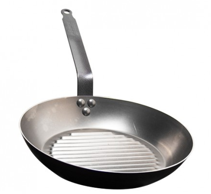 Frying Pan | DE BUYER ROUND GRILL PAN HEAVY DUTY CARBON STEEL