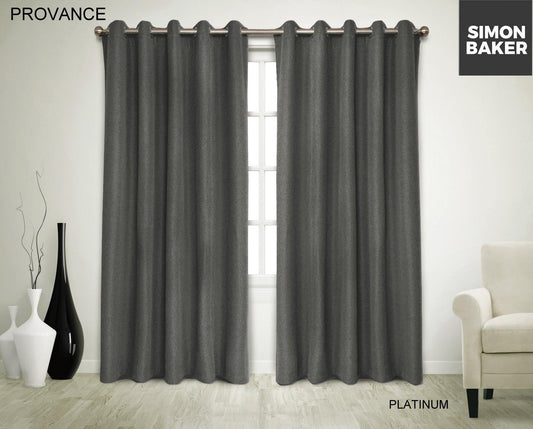 Simon Baker | Provance Eyelet Curtain Platinum (Various Lengths)