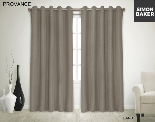 Simon Baker | Provance Eyelet Curtain Sand (Various Lengths)
