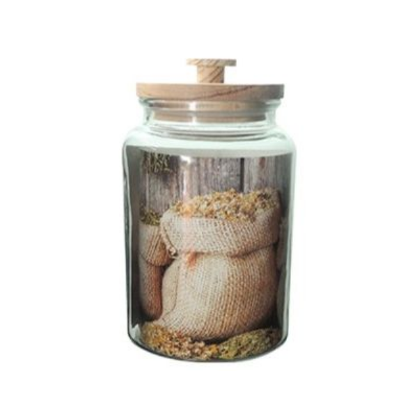 Glass Jar With Wooden Lid - 21 x 12 CM 2.6L