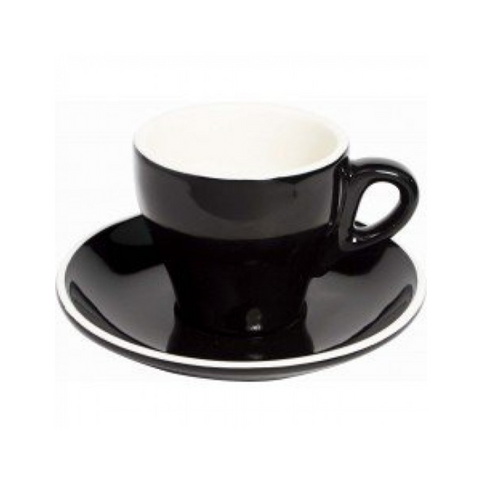 Fortis - Italia - Black Cappuccino Cup 160ml & Saucer (Set of 12)