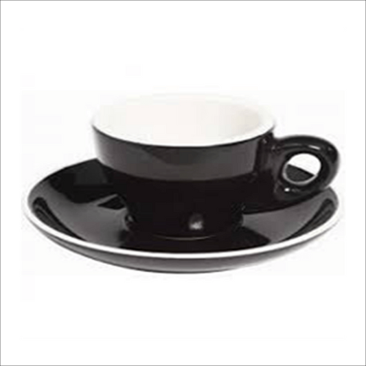 Fortis - Italia - Black Open Cappuccino Cup 210ml & Saucer (Set of 12)
