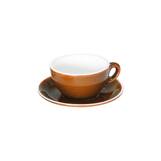 Fortis - Italia - Brown Open Cappuccino Cup 210ml & Saucer (Set of 12)