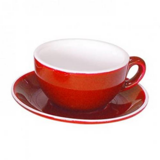 Fortis - Italia - Red Open Cappuccino Cup 210ml & Saucer (Set of 12)