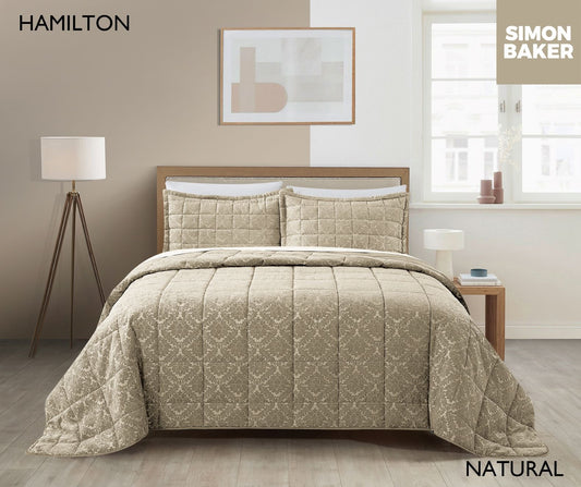 Simon Baker | Chenille Jacquard Comforter Hamilton - Natural (Various sizes)