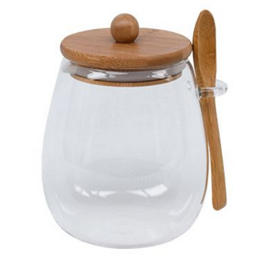 Honey Jar with Wooden Lid & Spoon 660ML