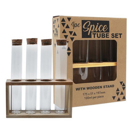 4PC Spice Tubes Set Wooden Stand in Gift Box 100ML/PC