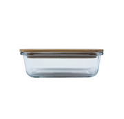 Rectangular Glass Lunch Box With Wooden Lid 580ml
