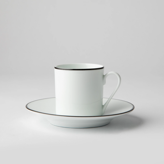 JENNA CLIFFORD - Premium Porcelain Espresso Cup & Saucer With Black Band (Set of 4)